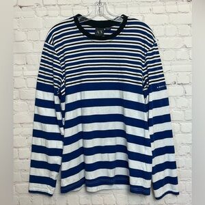 Armani Exchange Striped Crewneck Long Sleeve Tee